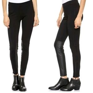 Madewell Black Panel Ponte‎ Stretch Moto Pant Faux Leather Panel Zipper Ankle